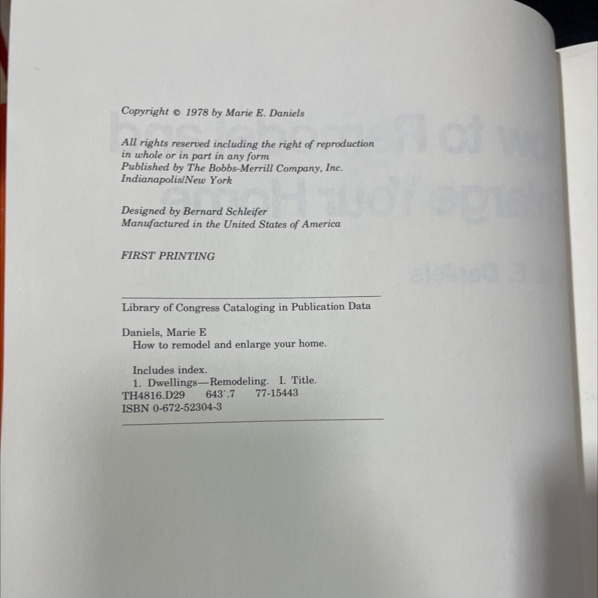how to remodel and enlarge your home book, by M. E. Daniels, 1978 Hardcover, First Edition, Vintage image 3