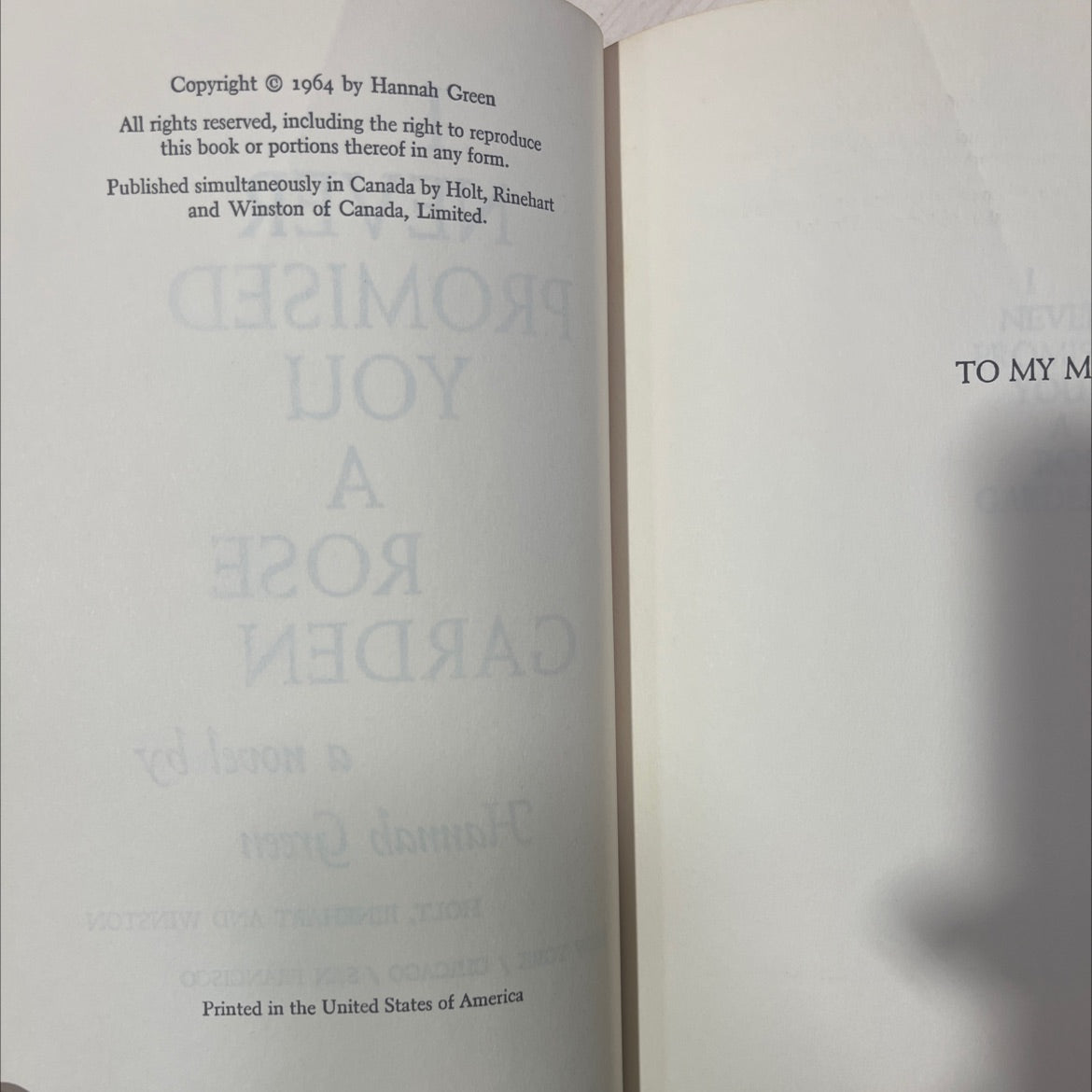 i never promised you a rose garden book, by Hannah Green, 1964 Hardcover image 3