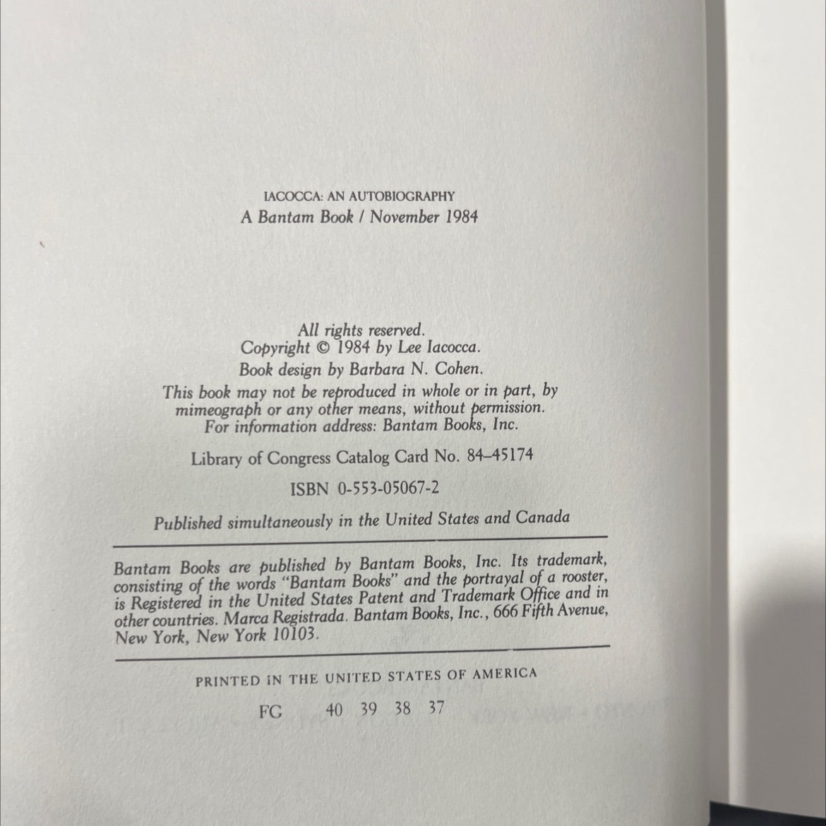 iacocca an autobiography book, by lee iacocca with william novak, 1984 Hardcover image 3