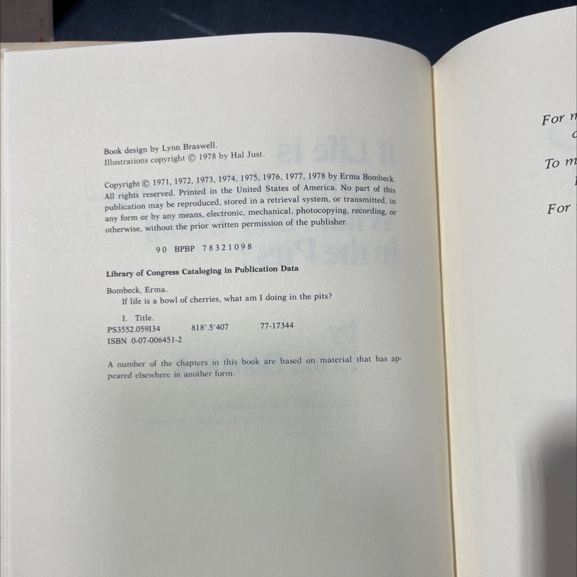 if life is a bowl of cherries- what am i doing in the pits? book, by Erma Bombeck, 1978 Hardcover image 3