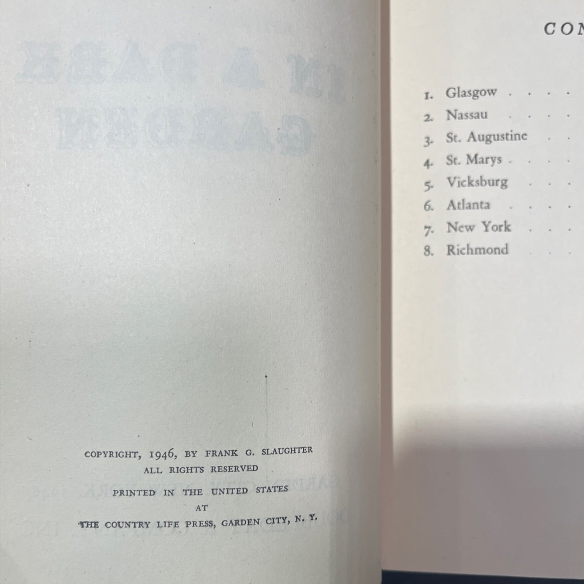 in a dark garden book, by frank g. slaughter, 1946 Hardcover image 3