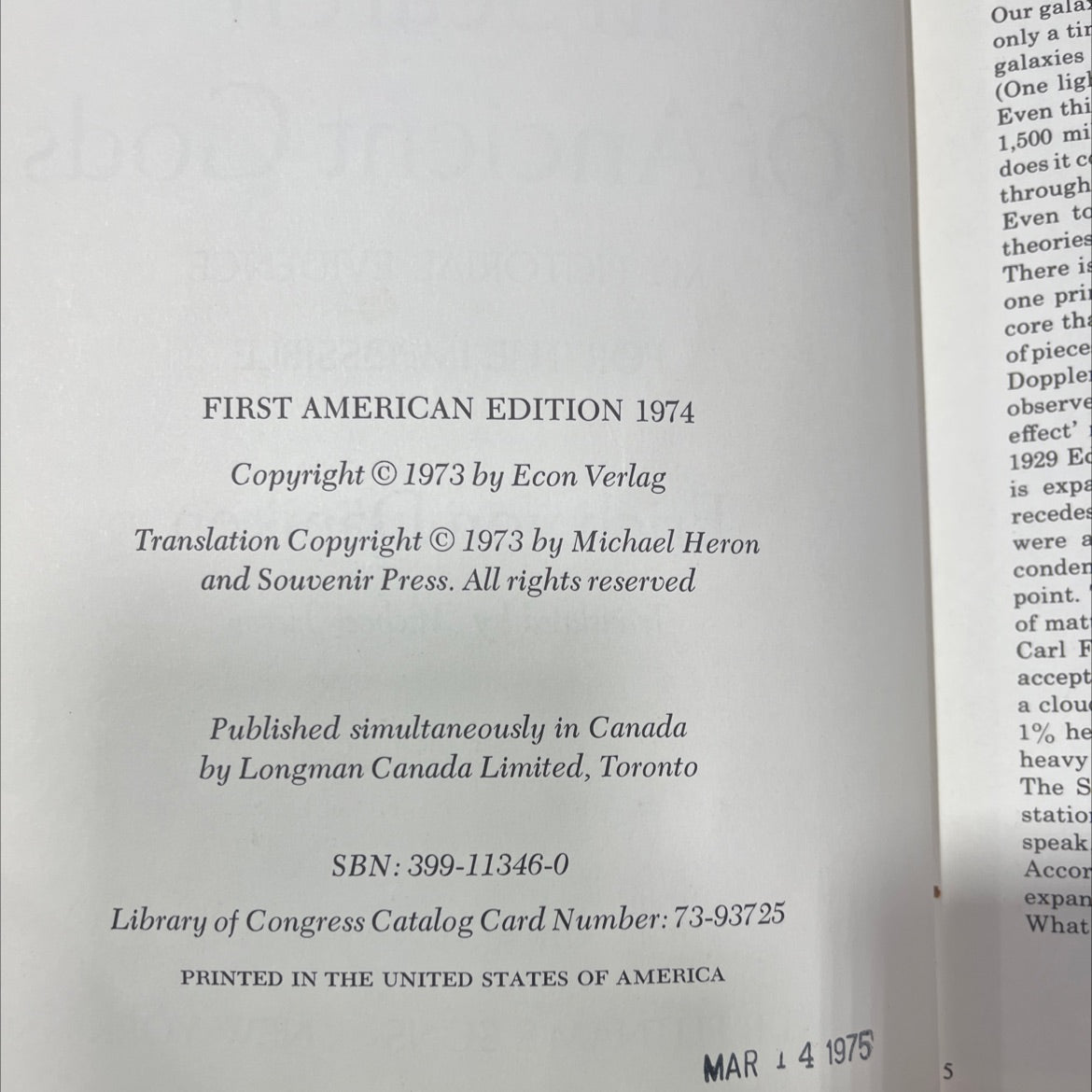 in search of ancient gods my pictorial evidence for the impossible book, by erich von däniken, 1974 Hardcover image 3