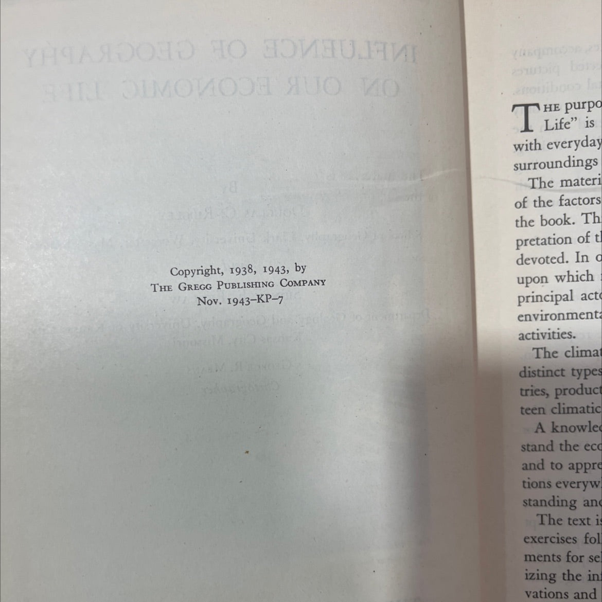 influence of geography on our economic life book, by douglas c. ridgley, sidney e. ekblaw, 1943 Hardcover, Antique image 3