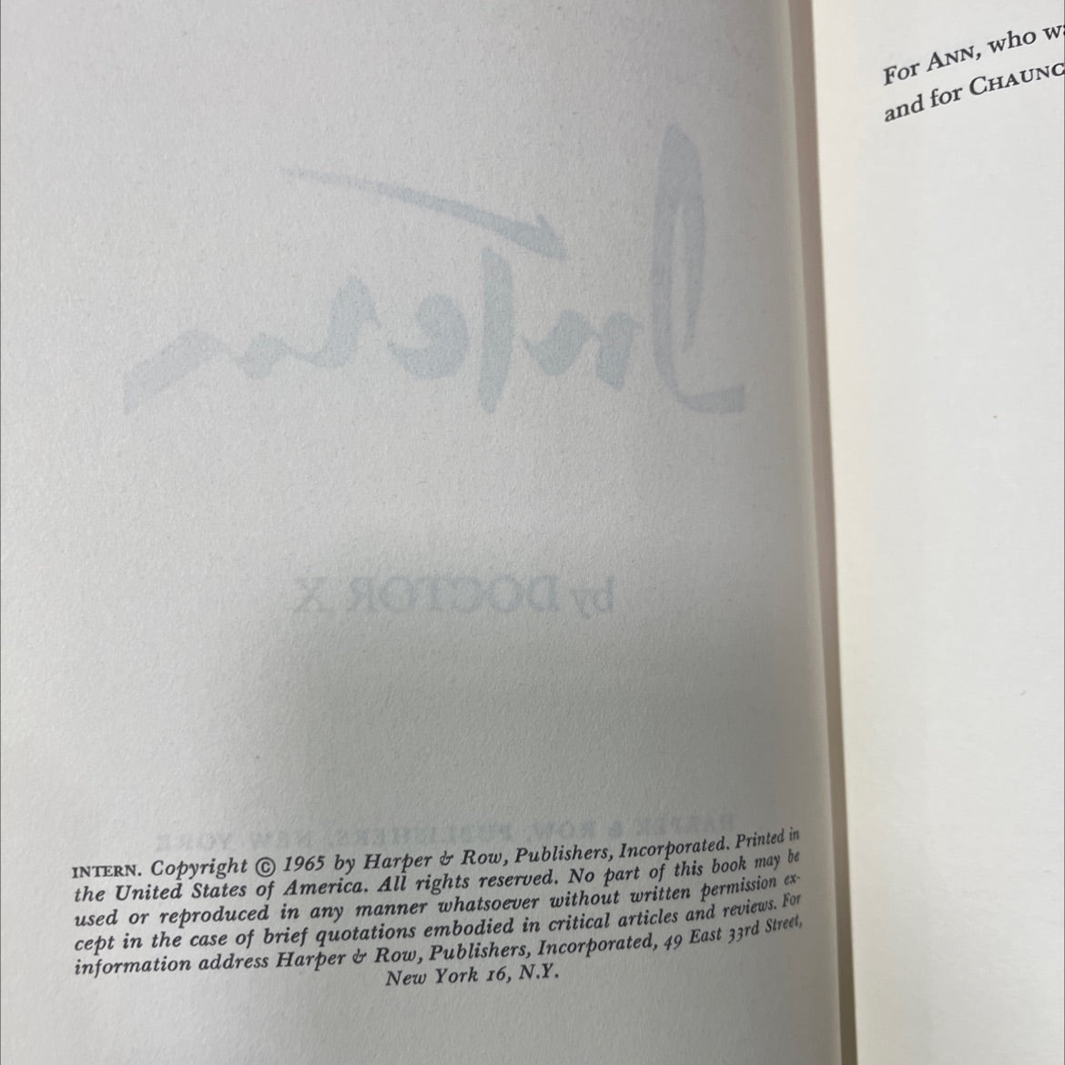 intern book, by doctor x, 1965 Hardcover image 3