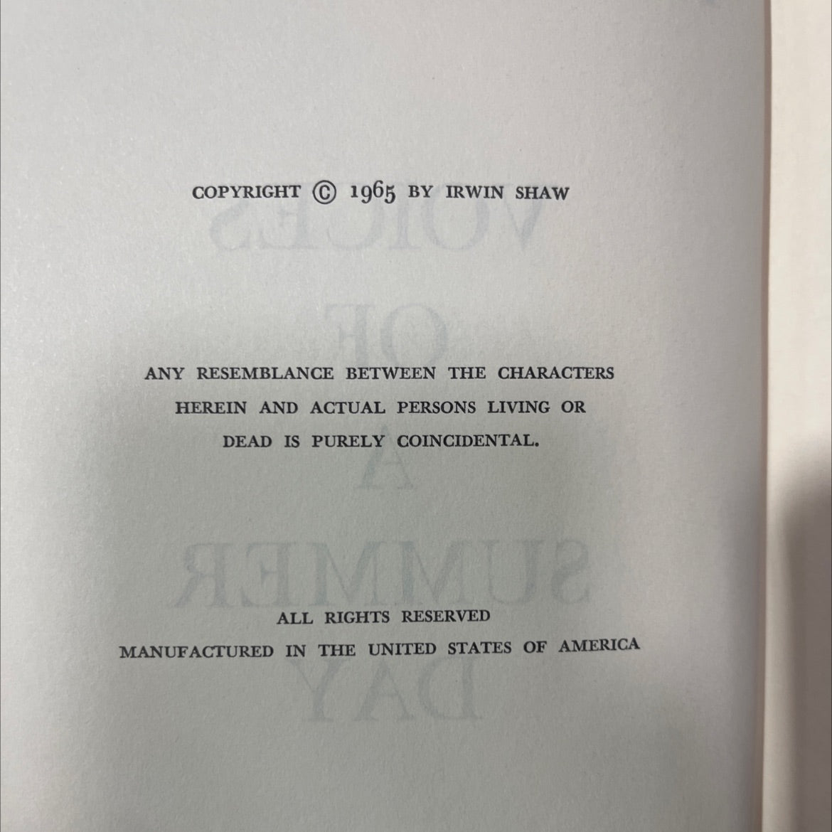 irwin shaw voices of a summer day book, by irwin shaw, 1965 Hardcover image 3