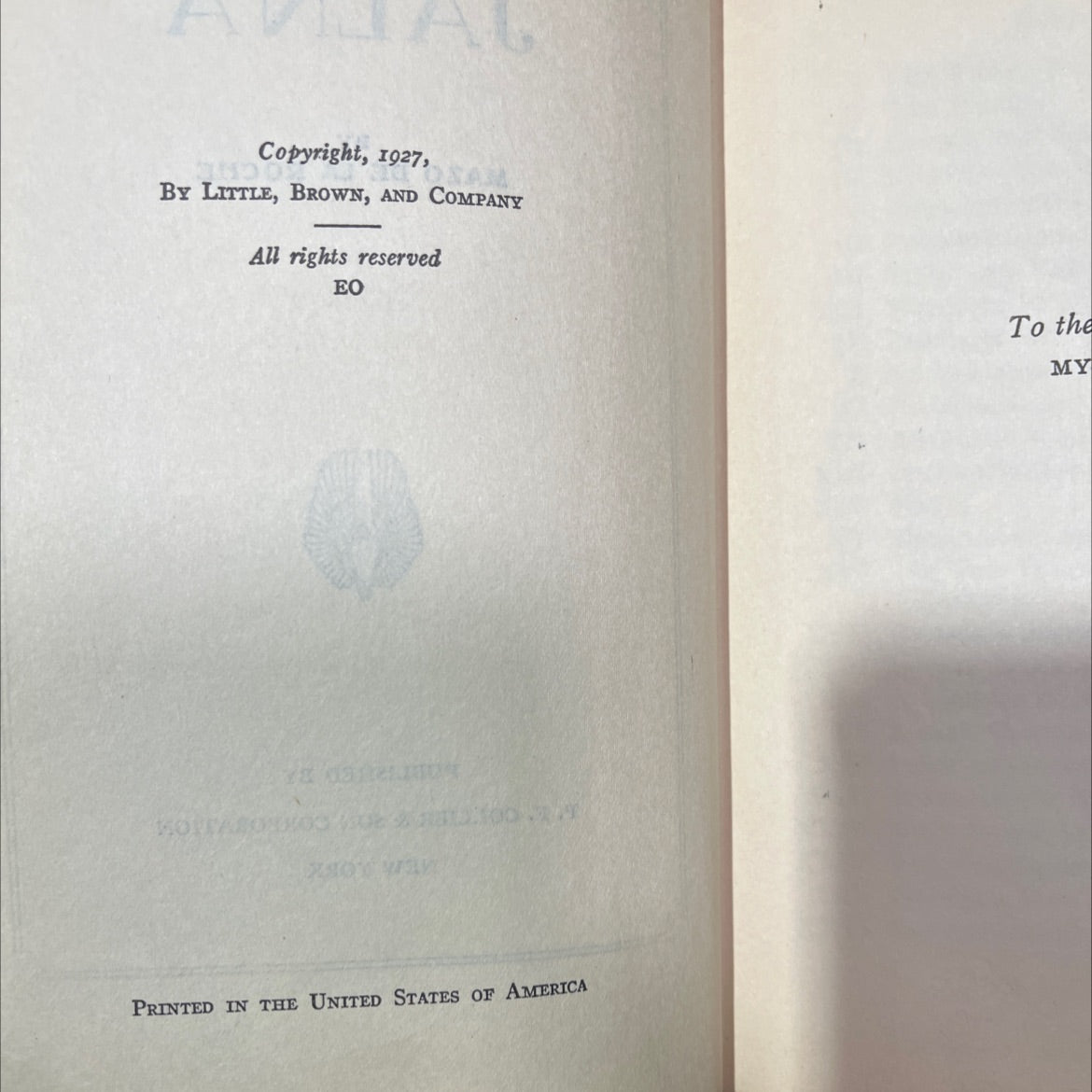 jalna book, by mazo de la roche, 1927 Hardcover image 3