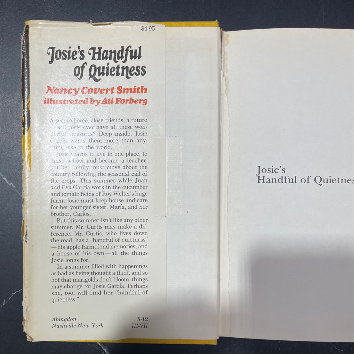 josie's handful of quietness book, by nancy covert smith, 1975 Hardcover image 4