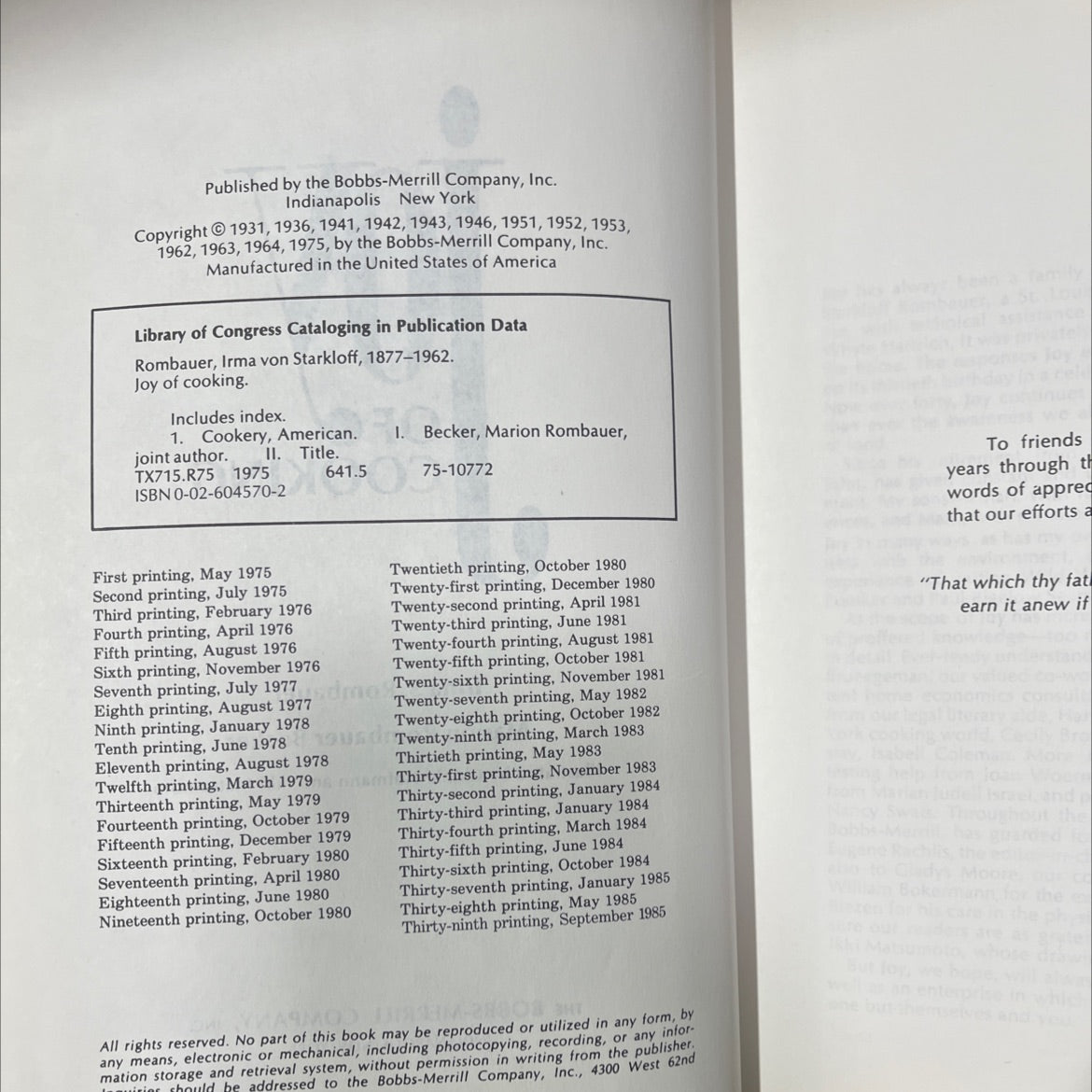 joy of cooking book, by irma s. rombauer, marion rombauer becker, 1975 Hardcover image 3