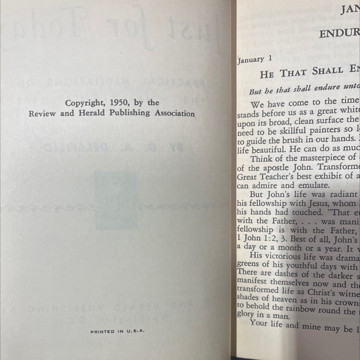 just for today practical meditations on the christian's life book, by d. a. delafield, 1950 Hardcover image 3