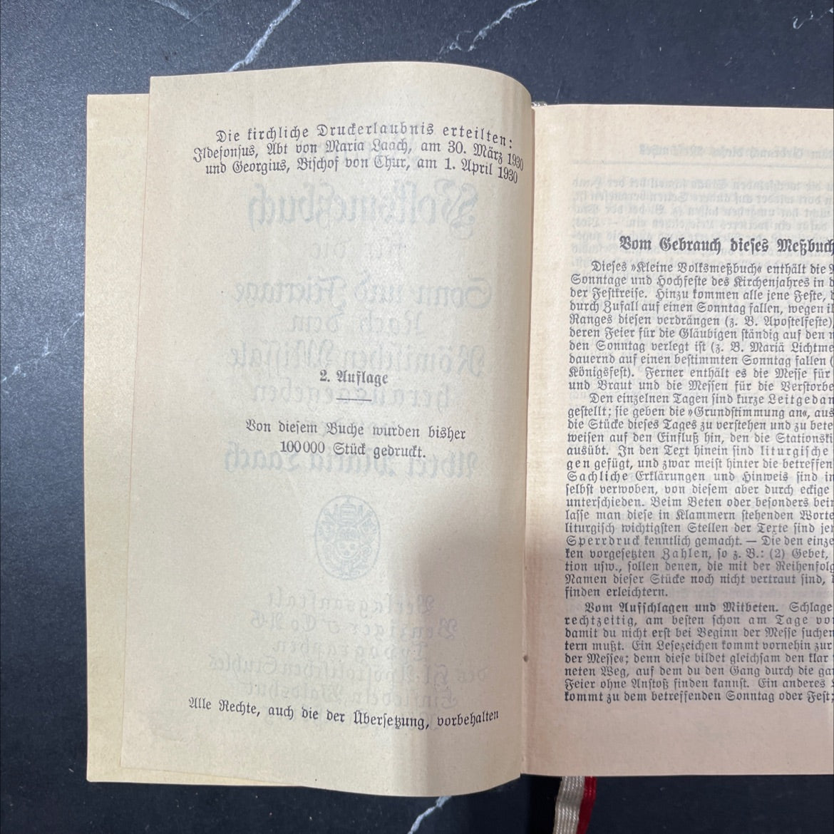 kleines volksmesbuch für die sonn- und feiertage nach dem römischen missale book, by Abtei Maria Laach, 1930 Hardcover image 3