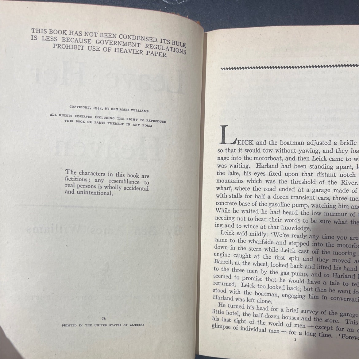 leave her to heaven book, by ben ames williams, 1944 Hardcover image 3