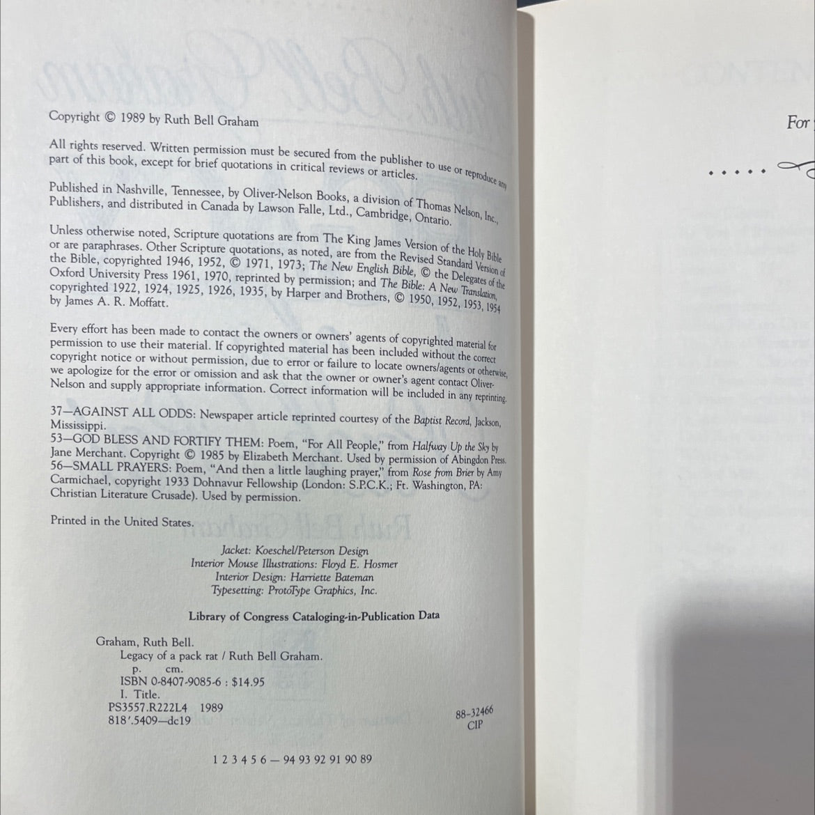 legacy of a pack rat book, by Ruth Bell Graham, 1989 Hardcover image 3