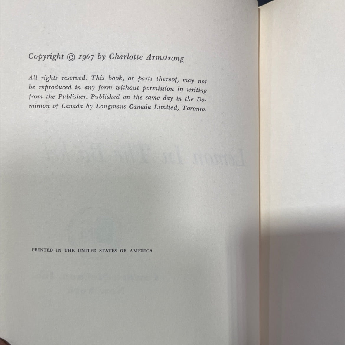 lemon in the basket book, by charlotte armstrong, 1967 Hardcover image 3