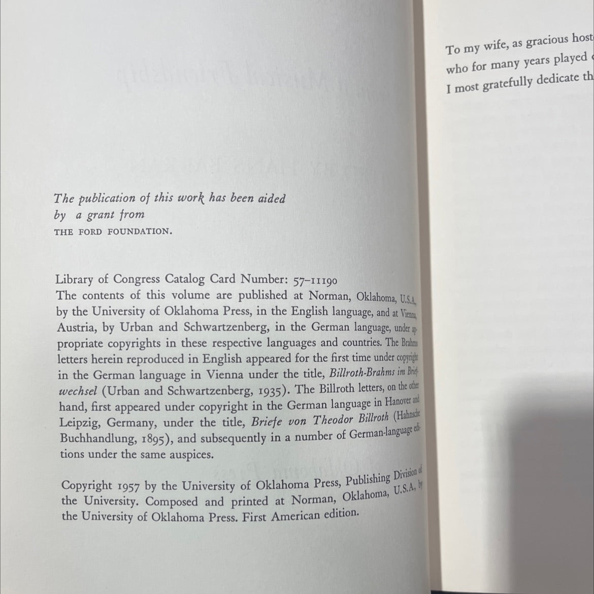 letters from a musical friendship book, by johannes brahms, 1957 Hardcover image 3