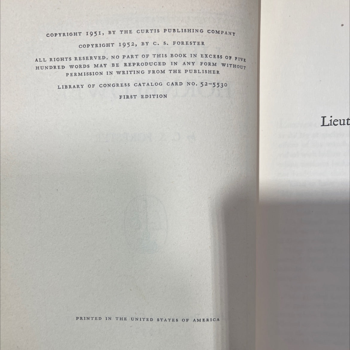lieutenant hornblower book, by c. s. forester, 1952 Hardcover, First Edition image 3