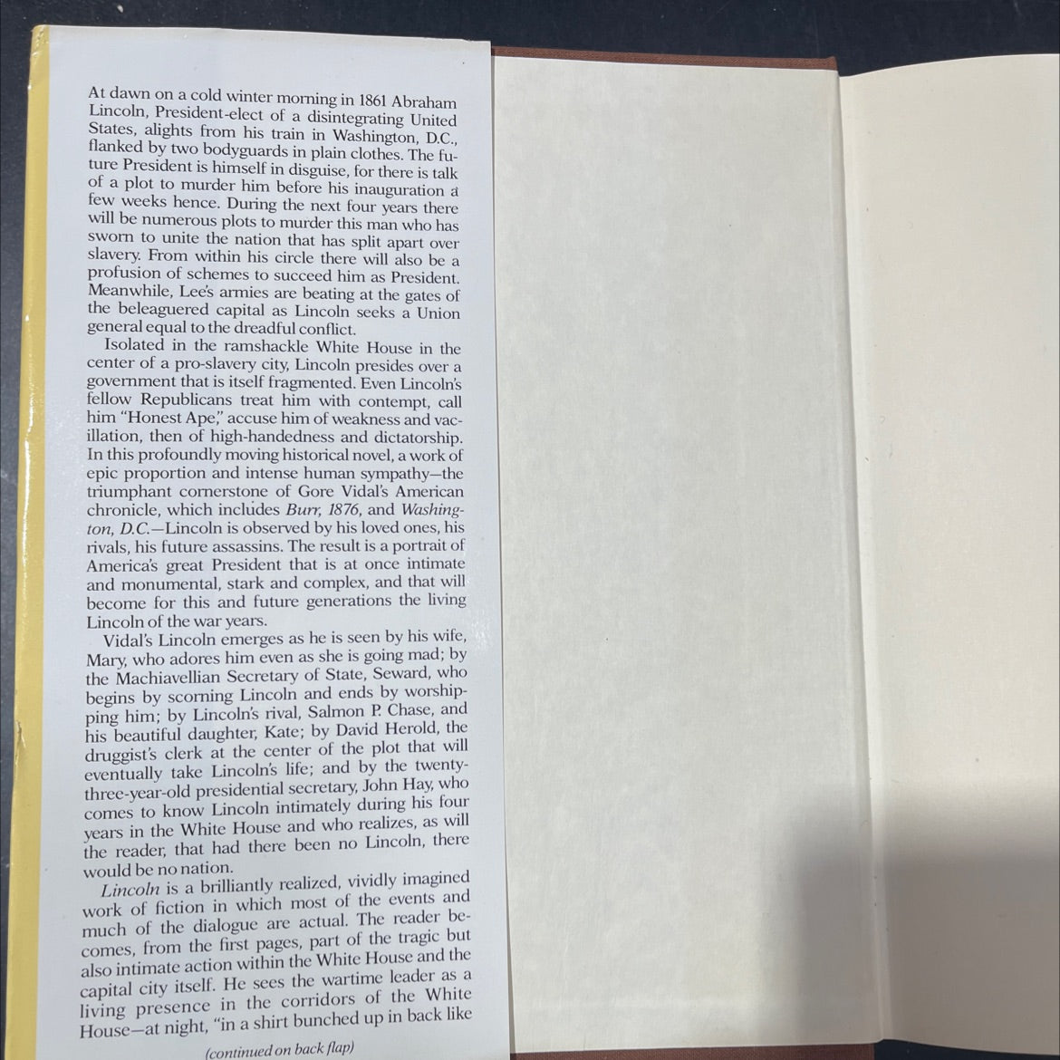 lincoln book, by gore vidal, 1984 Hardcover image 4