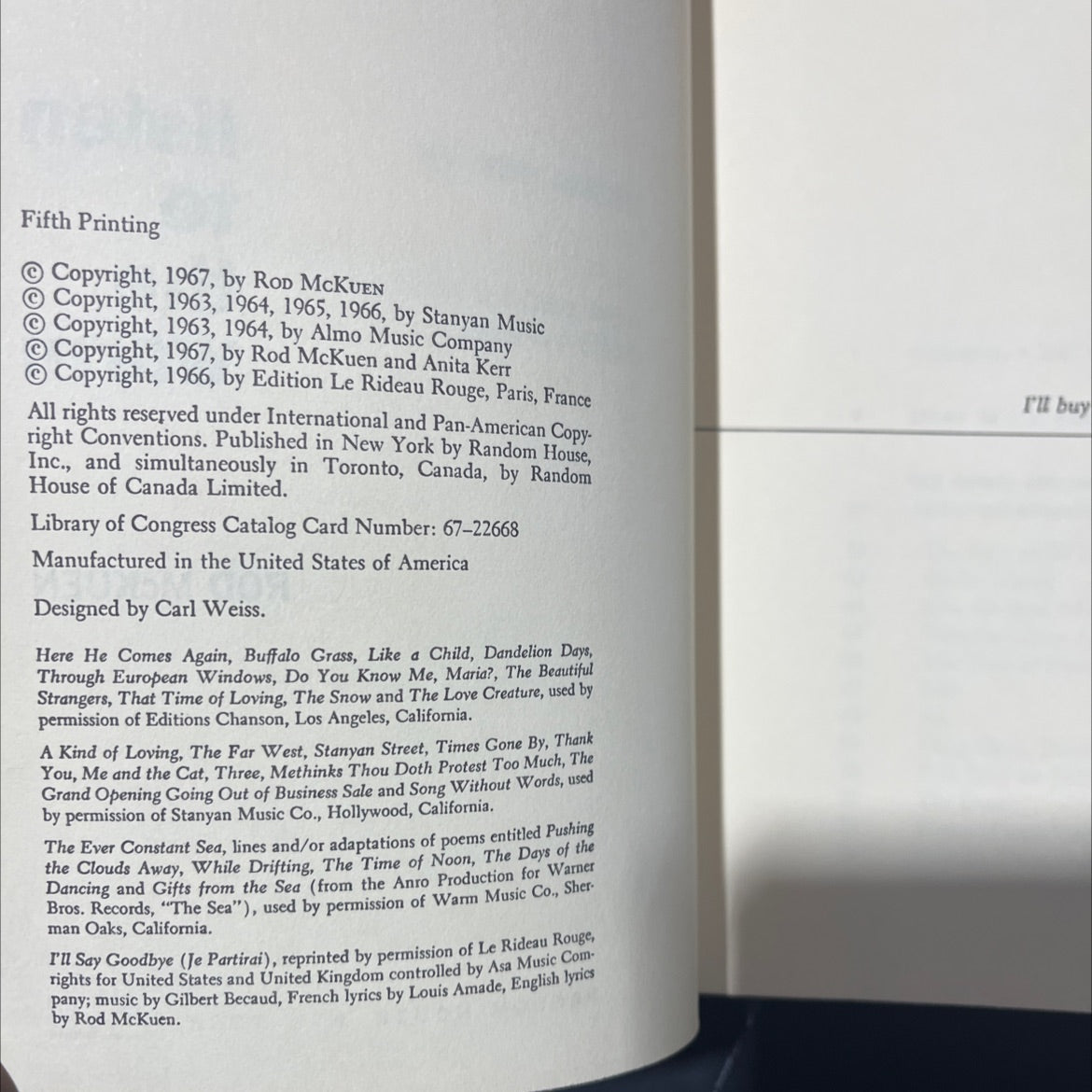 listen to the warm book, by rod mckuen, 1967 Hardcover image 3