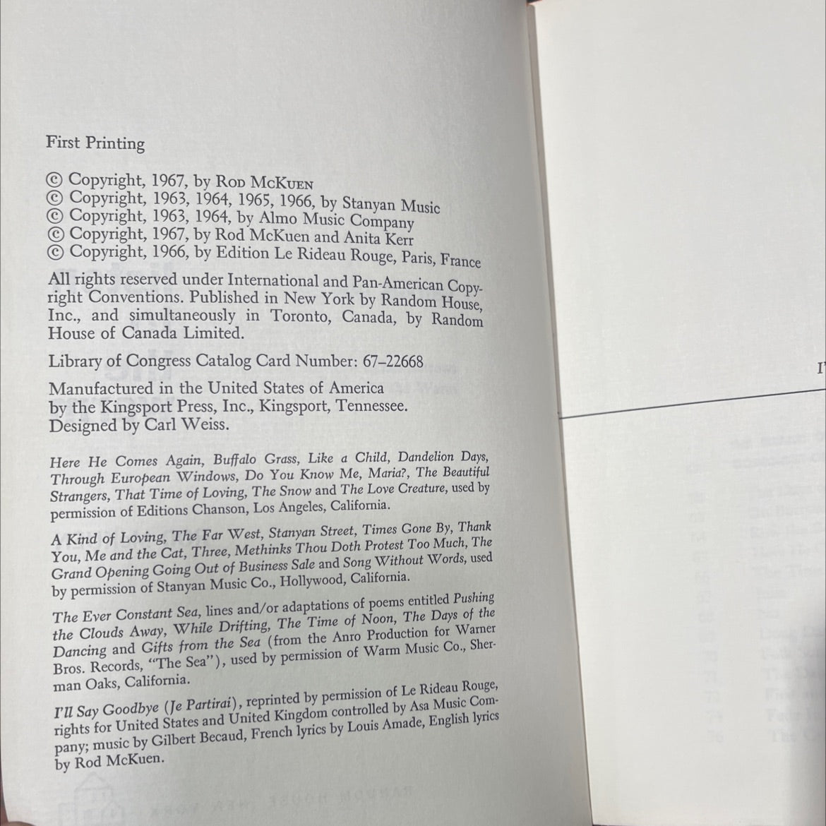 listen to the warm book, by rod mckuen, 1967 Hardcover image 3