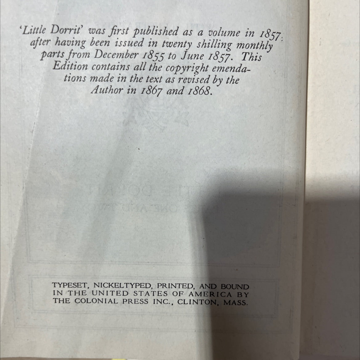 little dorrit book, by charles dickens, 1857 Hardcover, Antique image 3