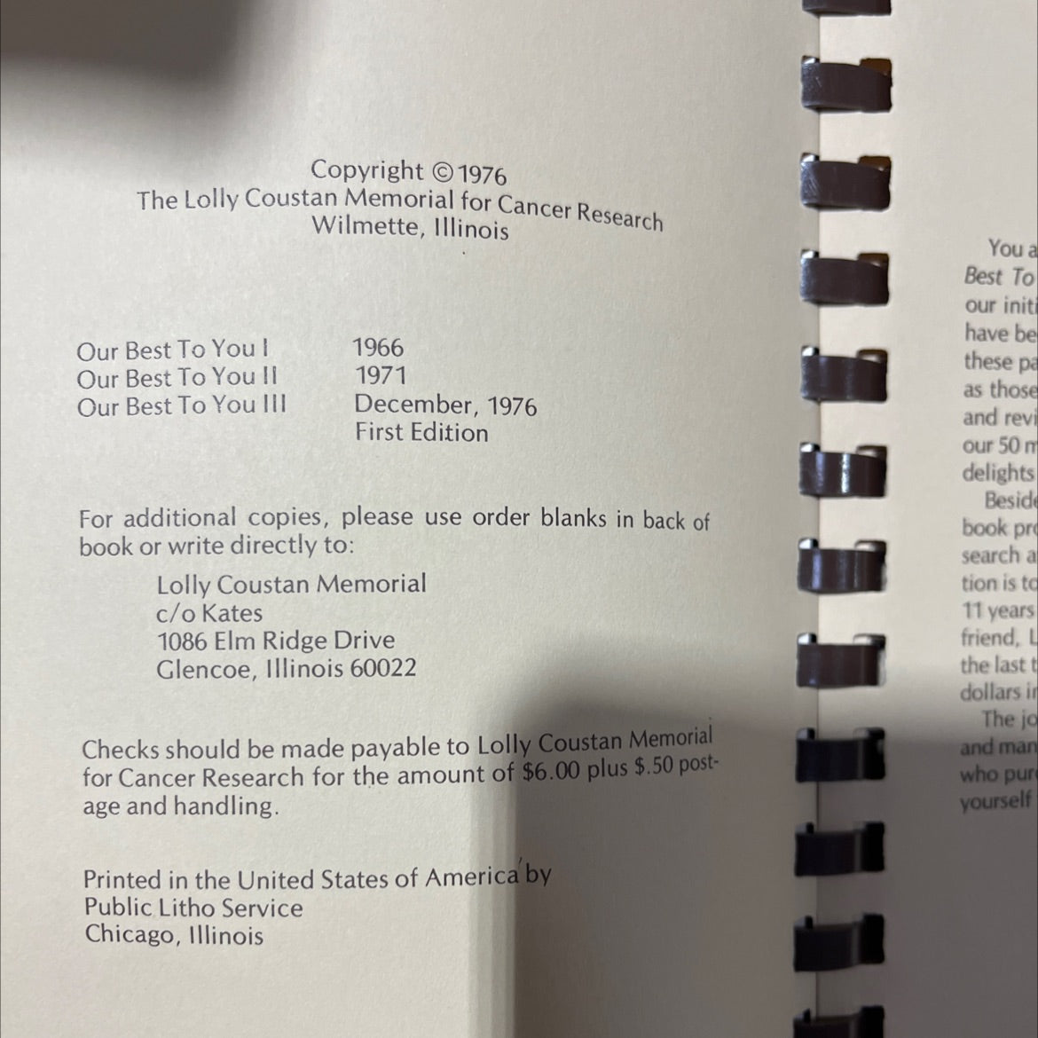 lolly coustan memorial our best to you iii book, by unknown, 1976 Paperback, First Edition, Vintage image 3