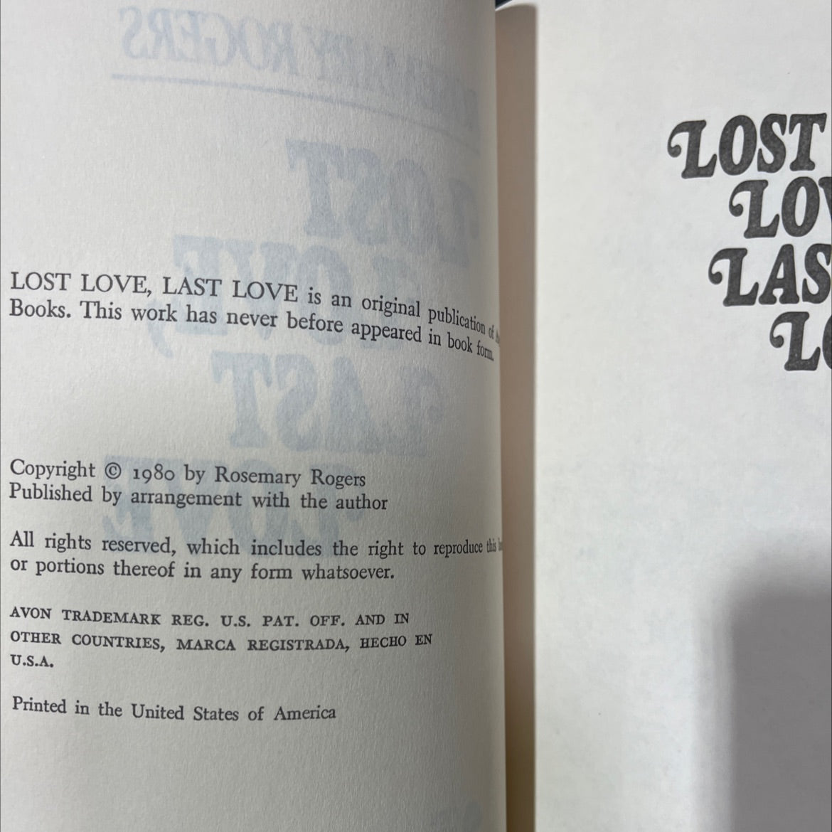 lost love, last love book, by Rosemary Rogers, 1980 Hardcover image 3