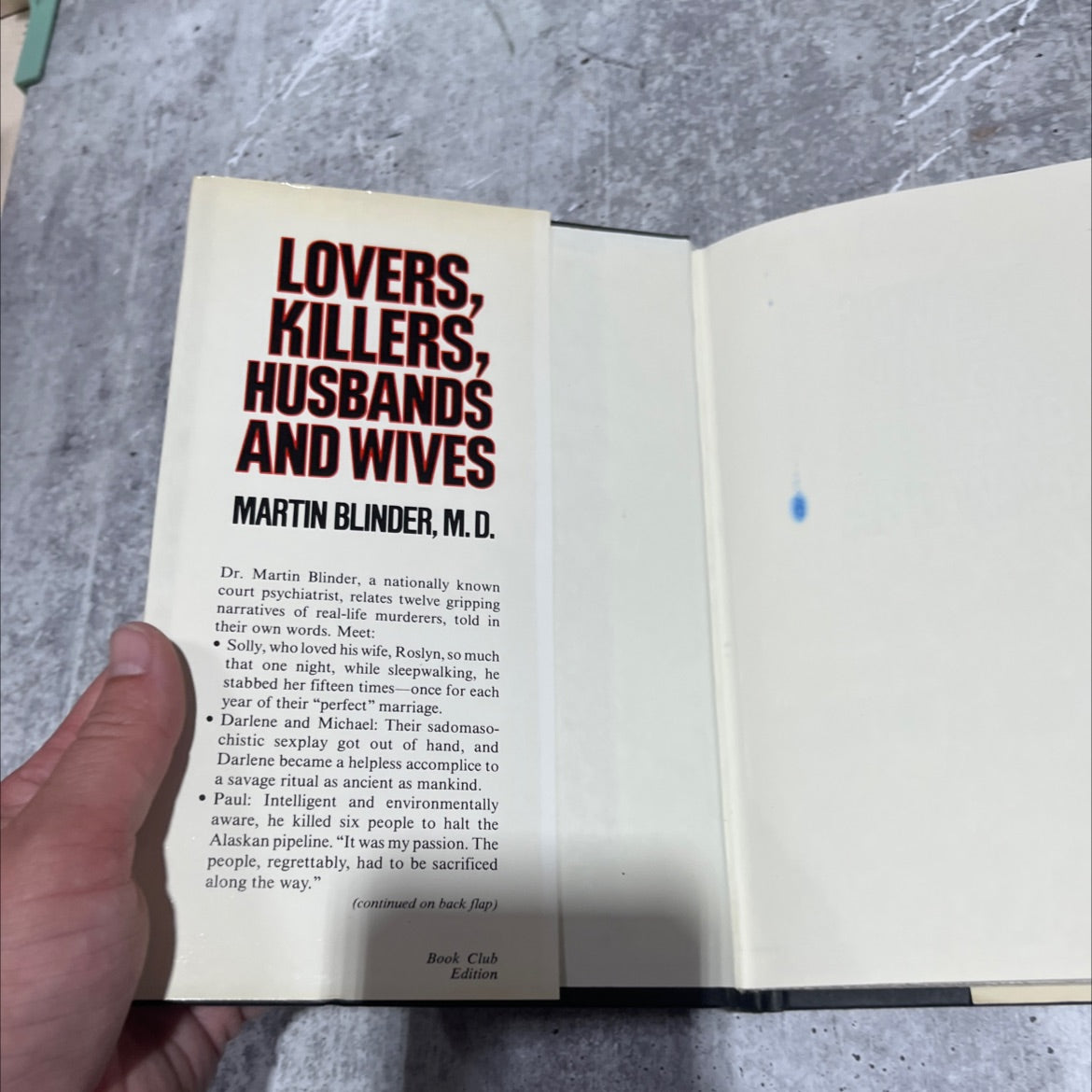 lovers, killers, husbands and wives book, by Martin Blinder, M.D., 1985 Hardcover image 4