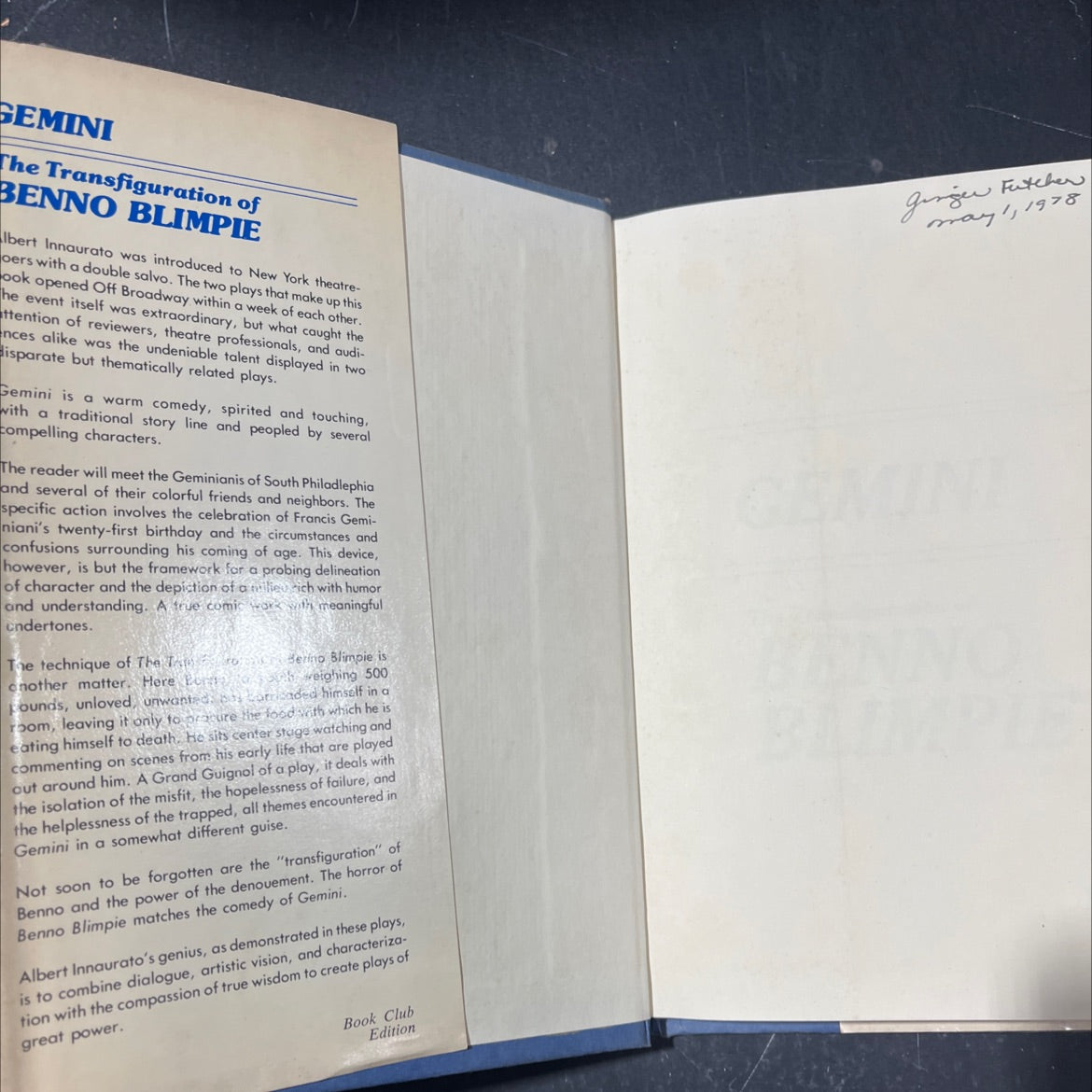 m two plays book, by albert innaurato, 1978 Hardcover image 4