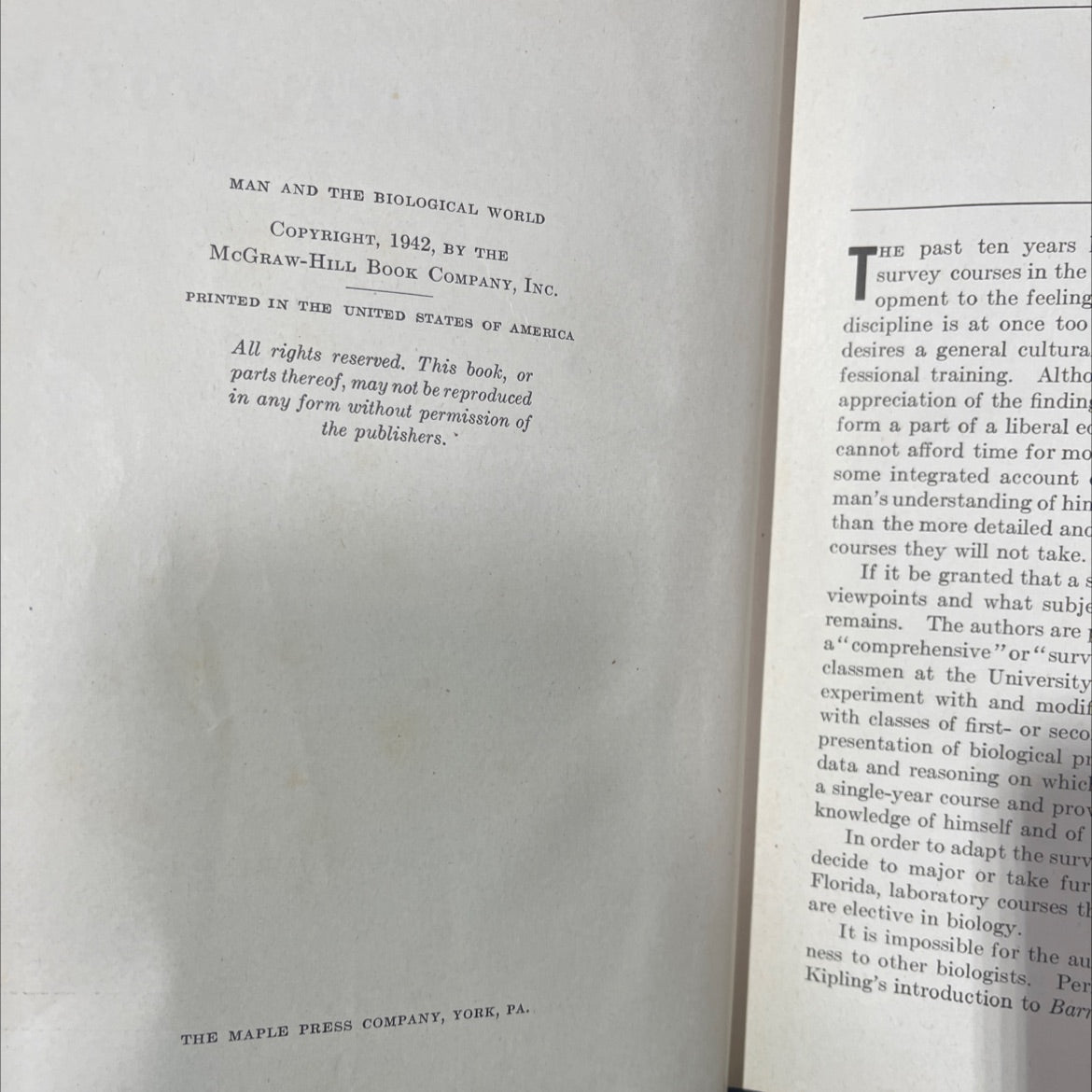 man and the biological world book, by j. speed rogers, theodore h. hubbell, c. francis byers, 1942 Hardcover image 3