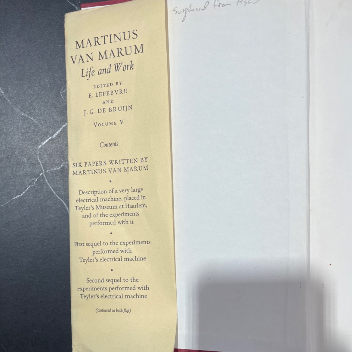 martinus van marum life and work book, by e. lefebvre and j. g. de bruin, 1974 Hardcover image 4
