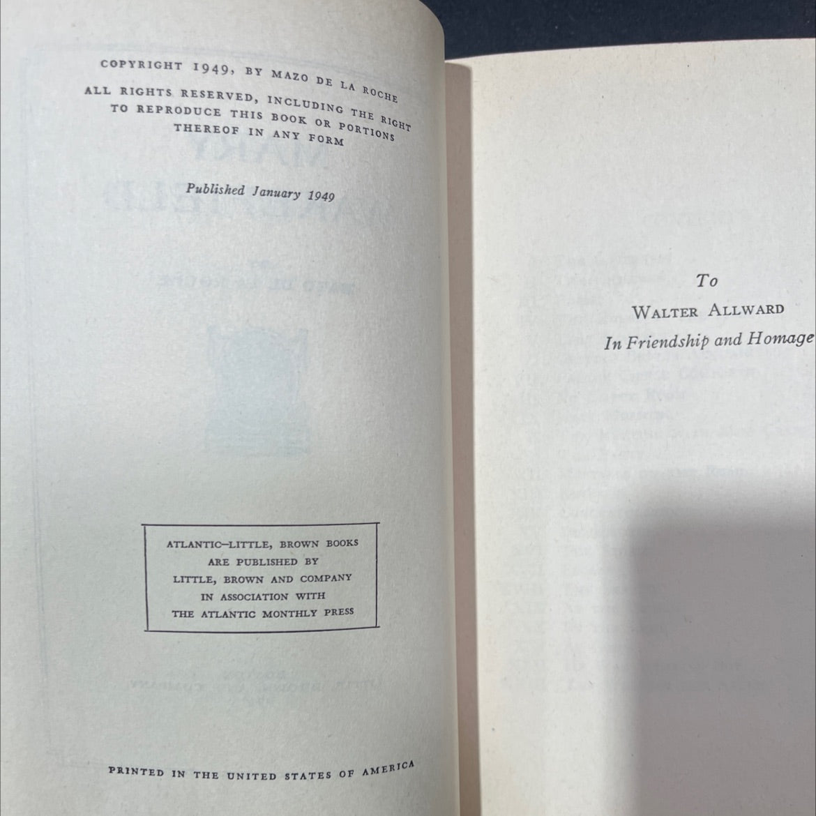 mary wakefield book, by mazo de la roche, 1949 Hardcover, Vintage image 3