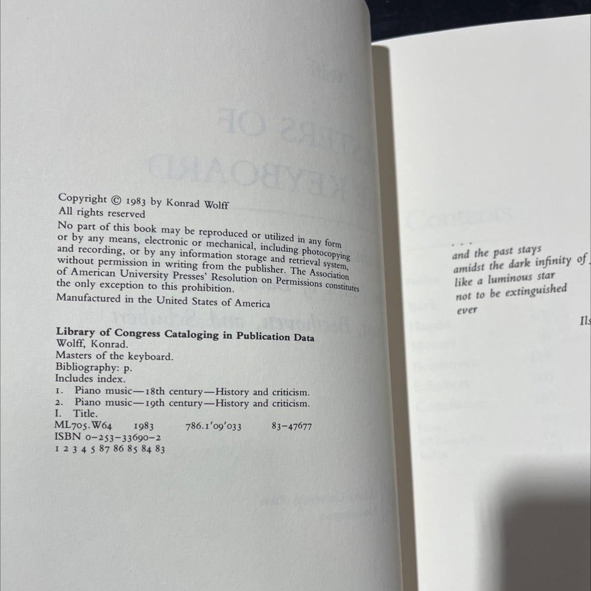 masters of the keyboard book, by Konrad Wolff, 1983 Hardcover image 3