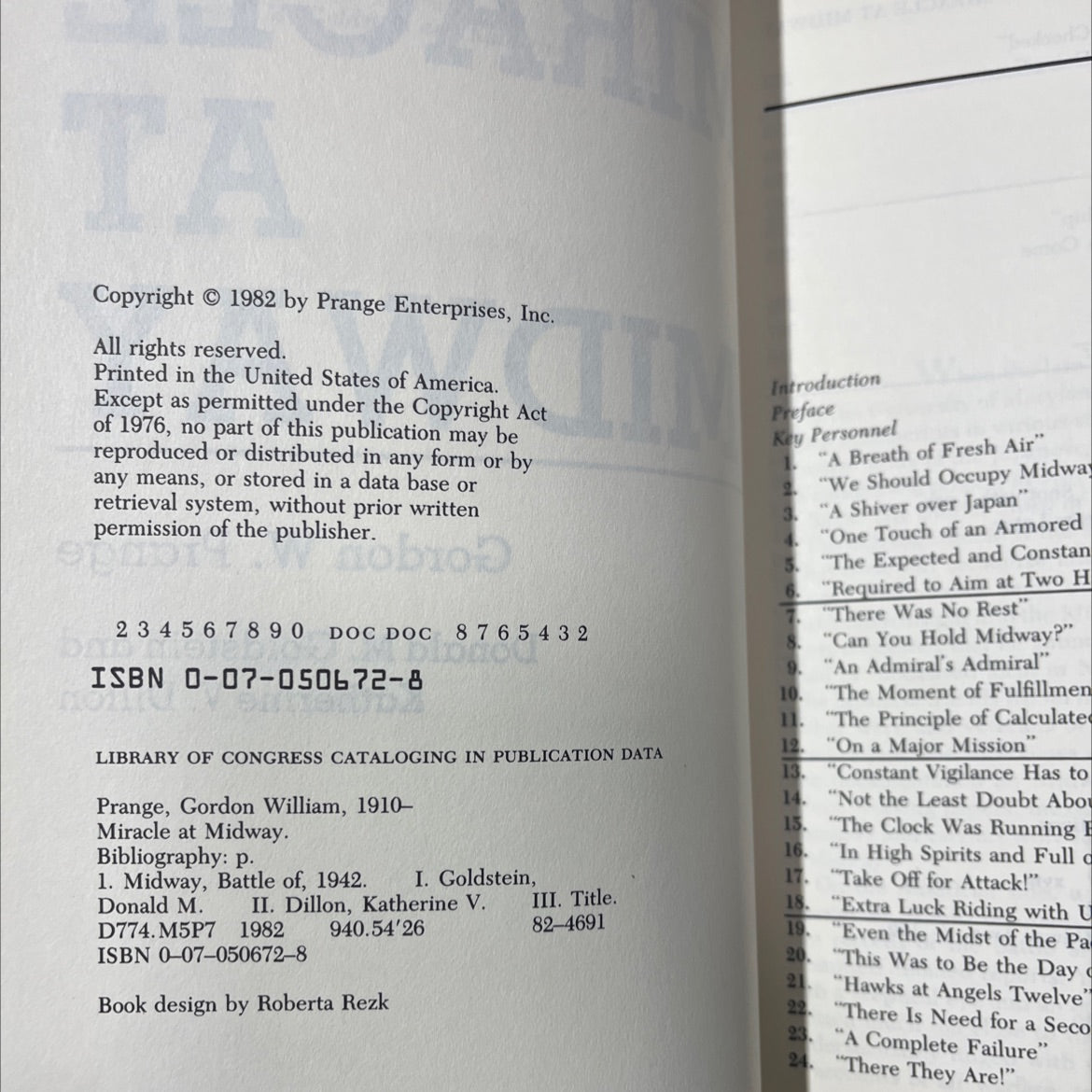 miracle at midway book, by gordon w. prange, donald m. goldstein, katherine v. dillon, 1982 Hardcover image 3