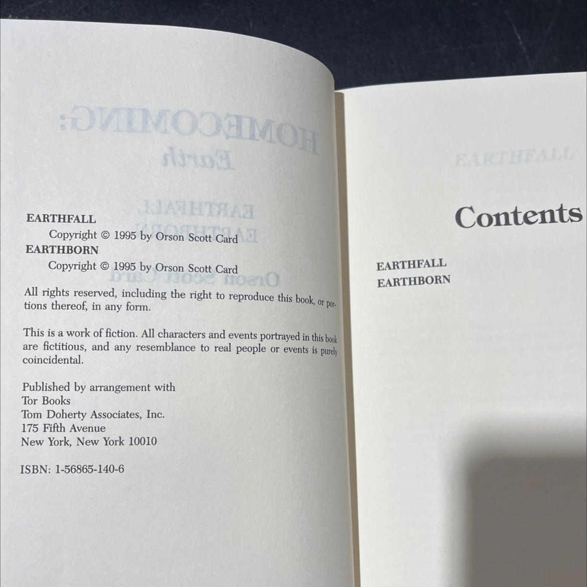 mohomecoming: earthfall earthborn book, by orson scott card, 1995 Hardcover image 3