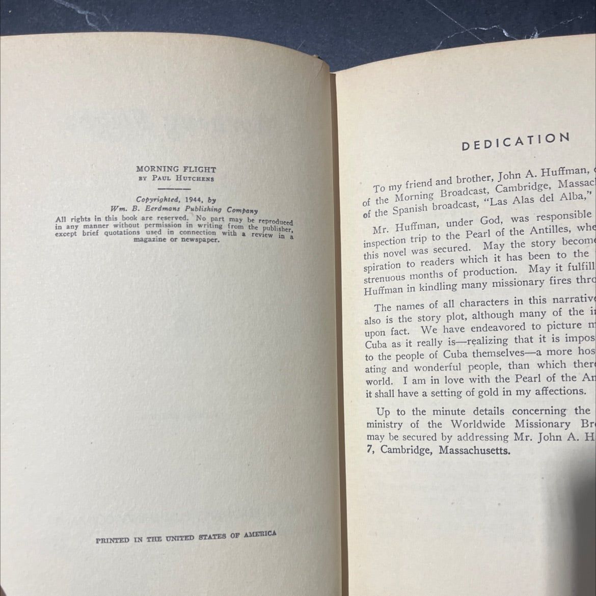 morning flight book, by paul hutchens, 1945 Hardcover image 3