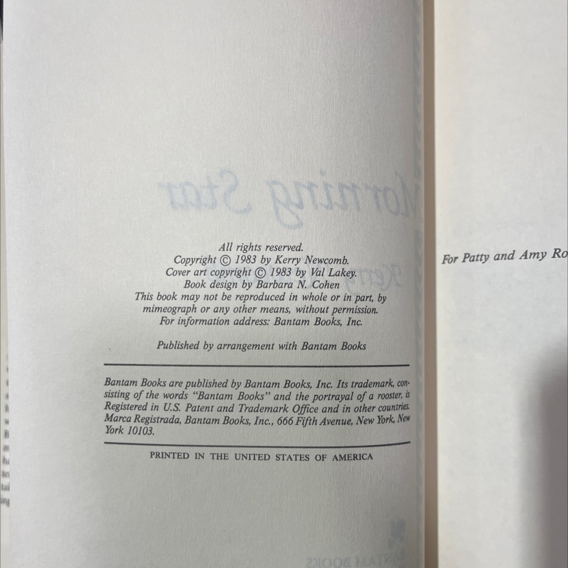 morning star book, by Kerry Newcomb, 1983 Hardcover image 3