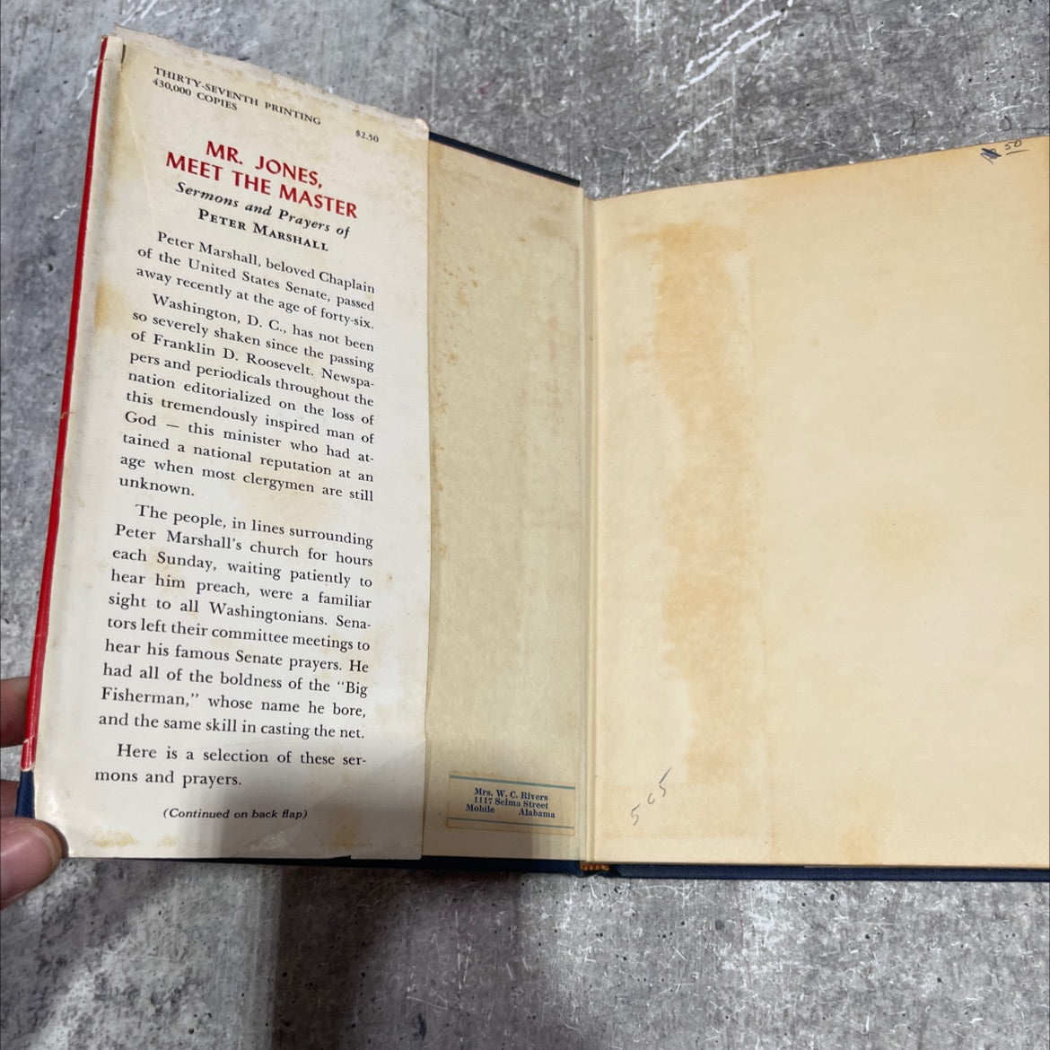 mr. jones meet the master sermons and prayers of peter marshall book, by ester marshall, 1950 Hardcover image 4