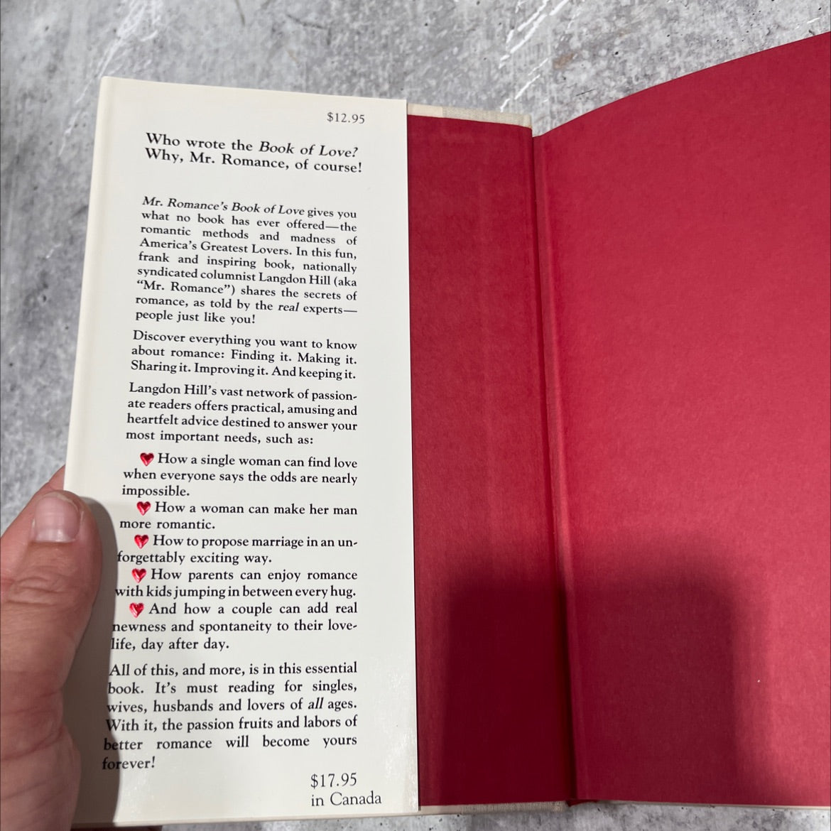 mr. romance's book of love book, by Langdon Hill, 1986 Hardcover image 4