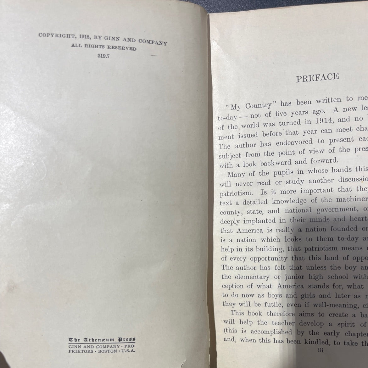 my country a textbook in civics and patriotism for young americans book, by grace a. turkington, 1918 Hardcover image 3
