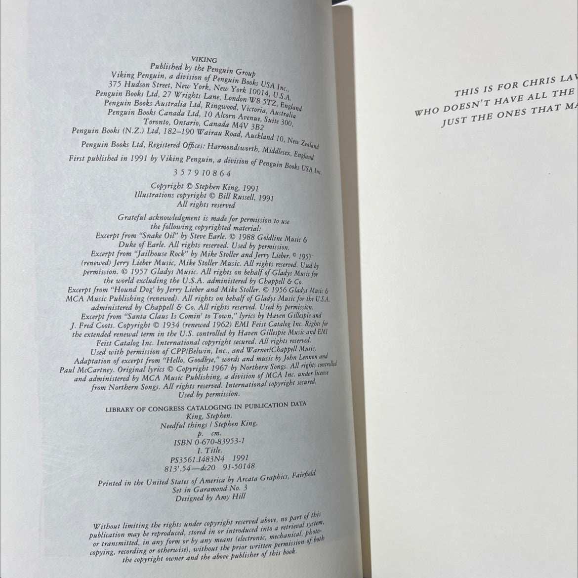 needful things book, by Stephen King, 1991 Hardcover image 3