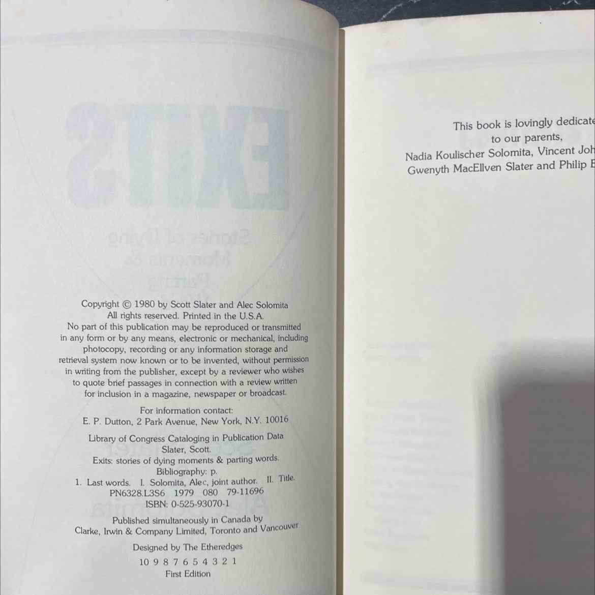 new york exits stories of dying moments & parting words book, by scott slater & alec solomita, 1980 Hardcover image 3