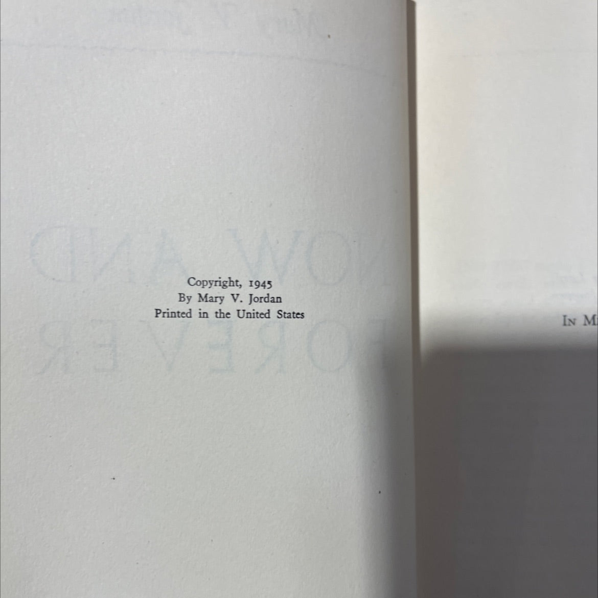 now and forever book, by Mary V. Jordan, 1945 Hardcover, Vintage image 3