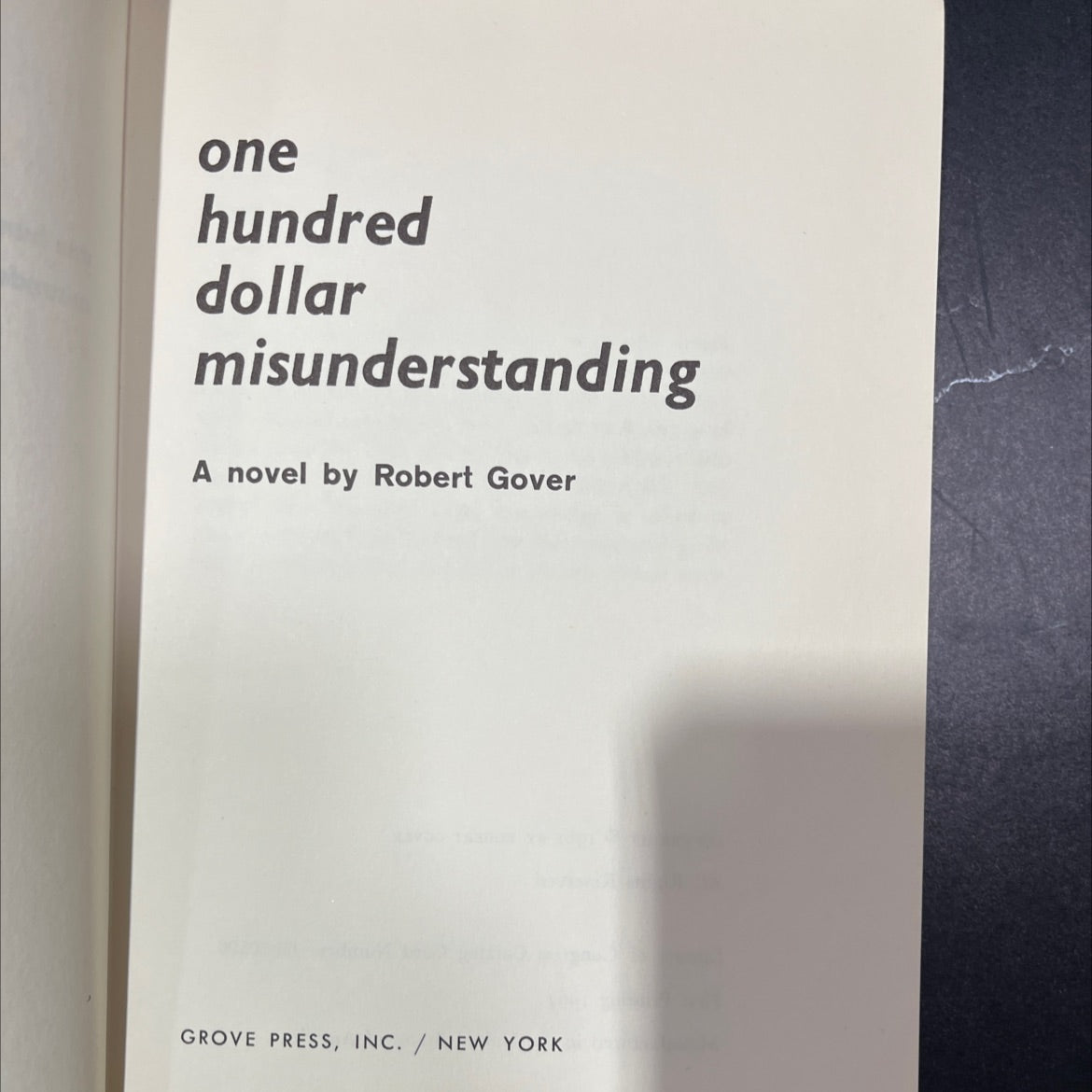 one hundred dollar misunderstanding book, by Robert Gover, 1961 Hardcover, Vintage image 2