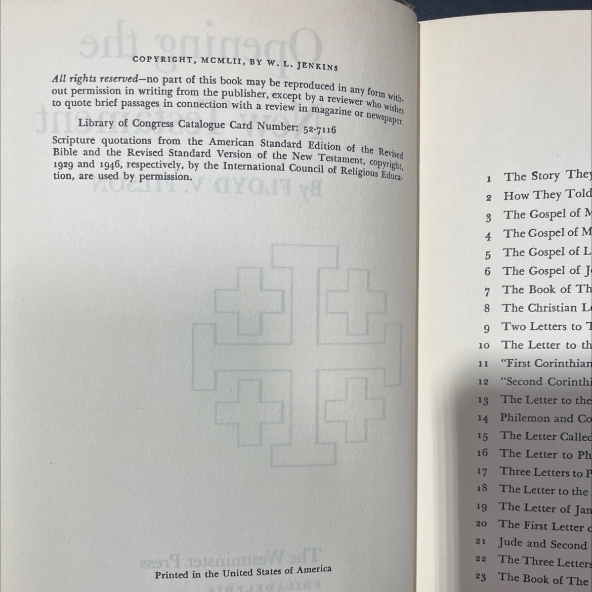 opening the new testament book, by floyd v. filson, 1952 Hardcover image 3