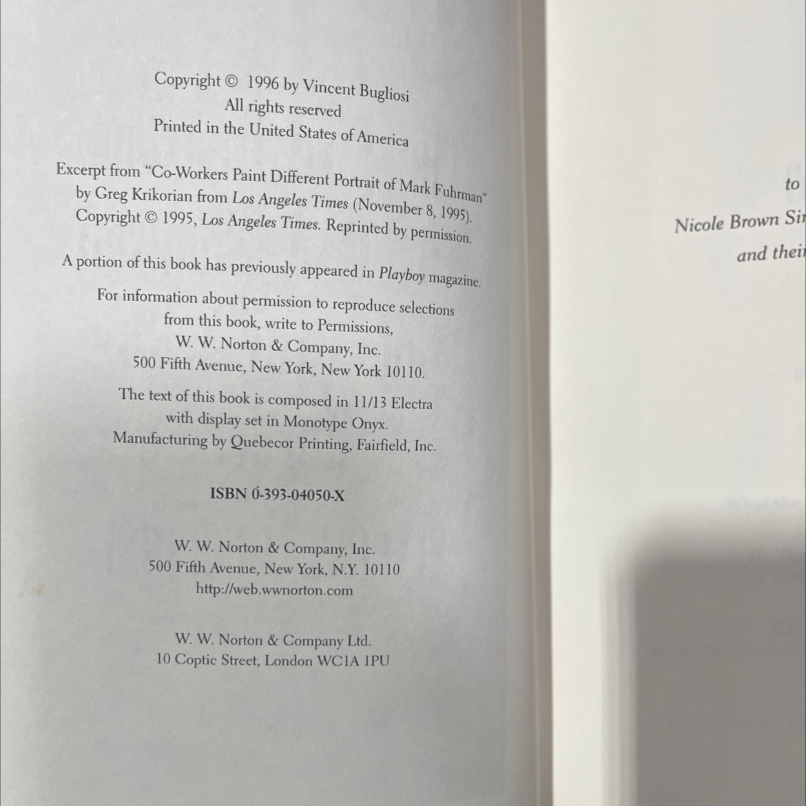 outrage the five reasons why o. j. simpson got away with murder book, by vincent bugliosi, 1996 Hardcover image 3