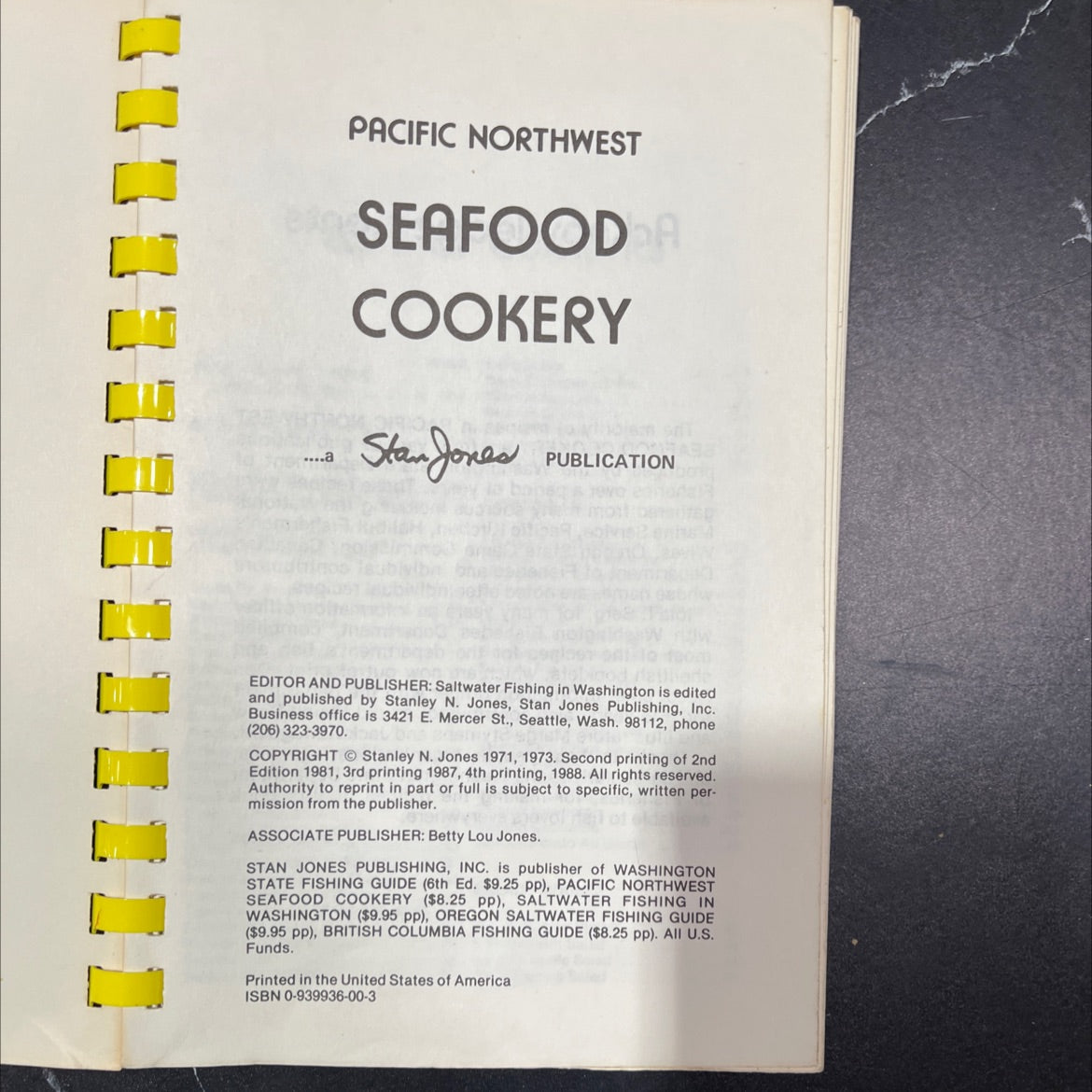 pacific northwest seafood cookery book, by Stan Jones, 1988 Paperback, Vintage image 3
