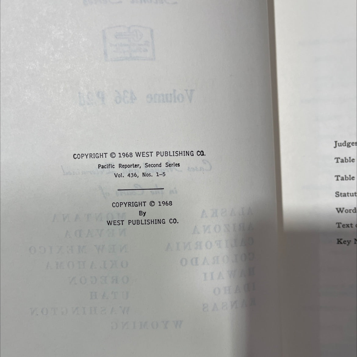 pacific reporter second series volume 436 p.2d cases argued and determined book, by unknown, 1968 Hardcover, Vintage image 3