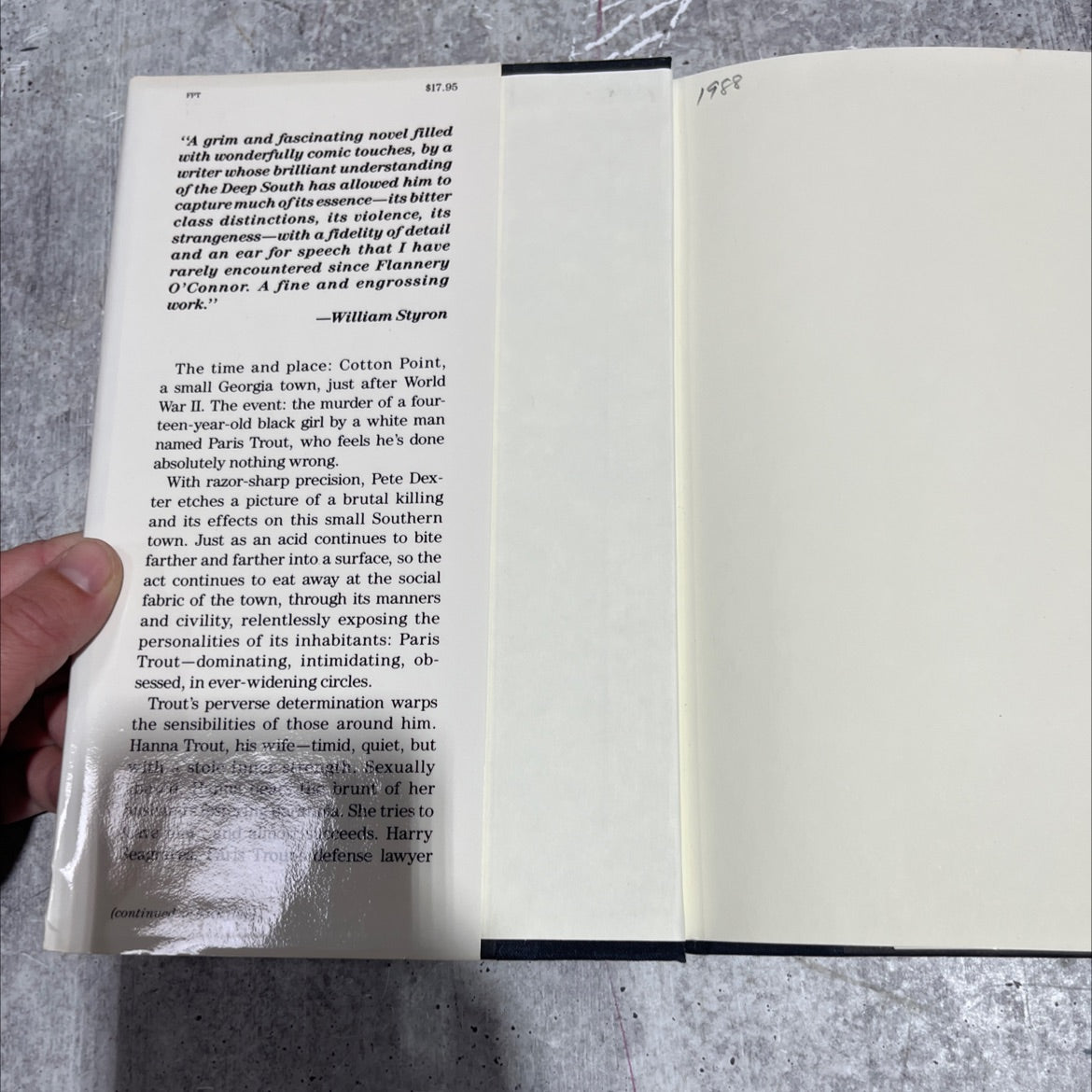 paris trout book, by pete dexter, 1988 Hardcover image 4