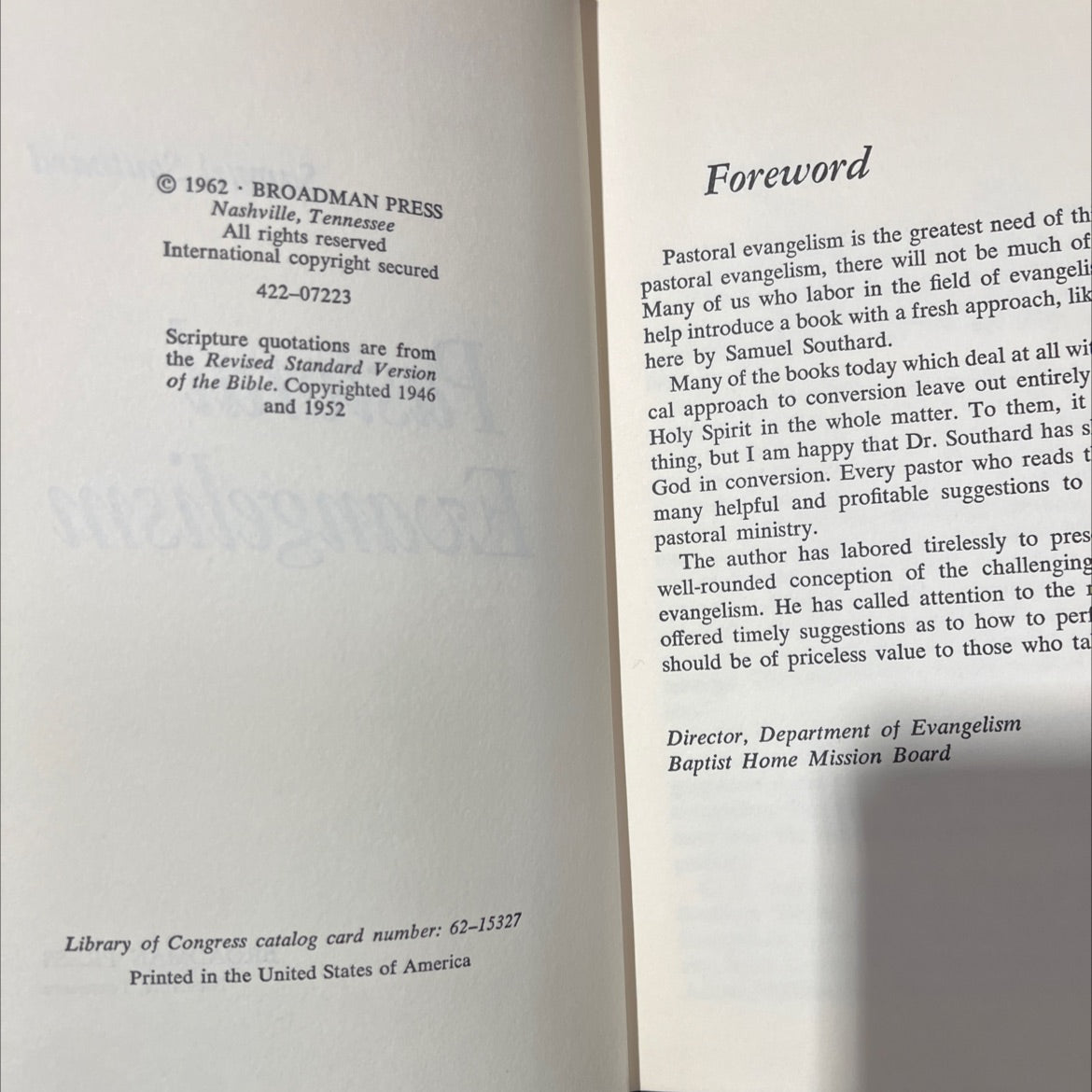 pastoral evangelism book, by Samuel Southard, 1962 Hardcover image 3