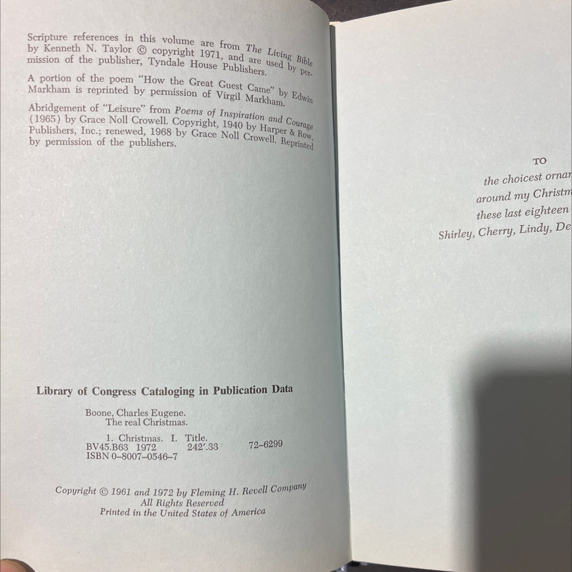 pat boone the real christmas book, by kenneth n. taylor, 1972 Hardcover image 3