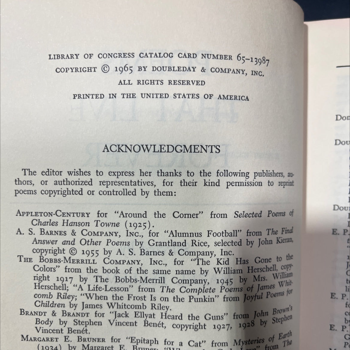 poems that live forever book, by hazel felleman, 1965 Hardcover image 3